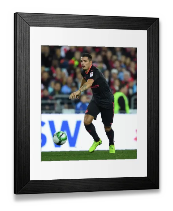Framed Print : Granit Xhaka in Action: Sydney FC vs Arsenal Pre-Season Friendly (2017)