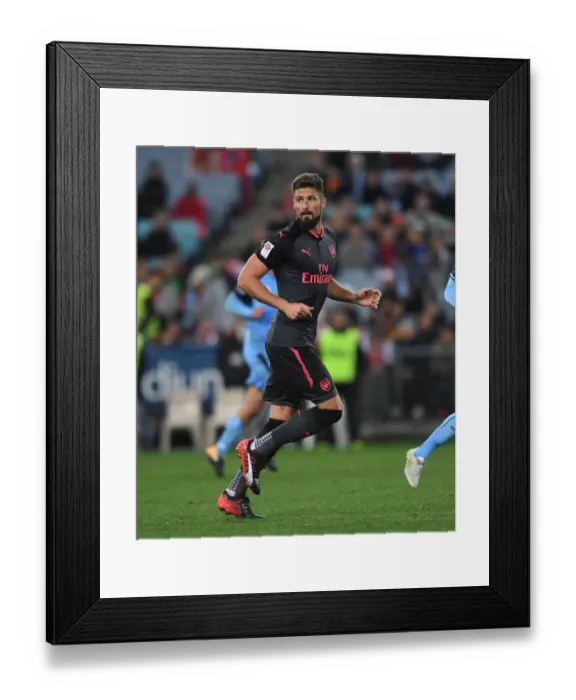 Framed Print : Olivier Giroud Scores Twice: Arsenal Defeats Sydney FC 2-0 in Pre-Season Friendly at ANZ Stadium