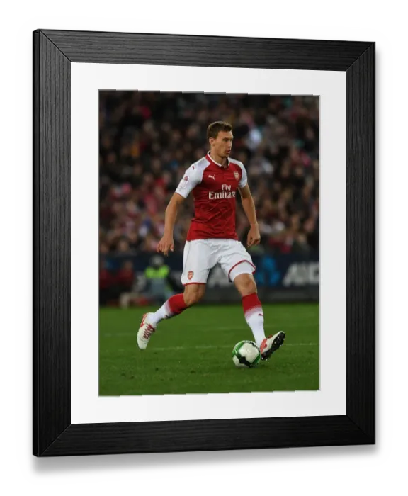 Framed Print : Arsenal's Kostas Bielik in Action against Western Sydney Wanderers (2017-18)