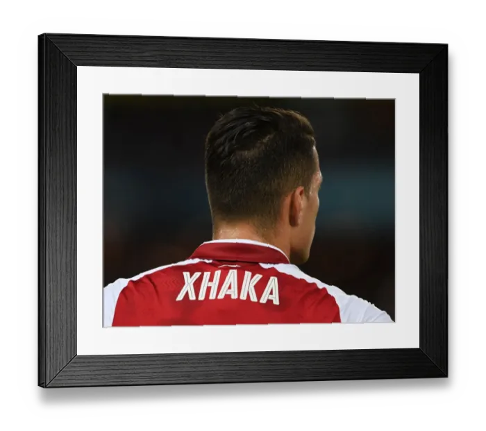 Framed Print : Granit Xhaka: In Action for Arsenal Against Western Sydney Wanderers (2017-18)