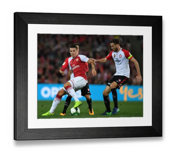 Framed Print : Clash of the Midfield Titans: Xhaka vs. Cornthwaite (Sydney Wanderers vs. Arsenal, 2017)
