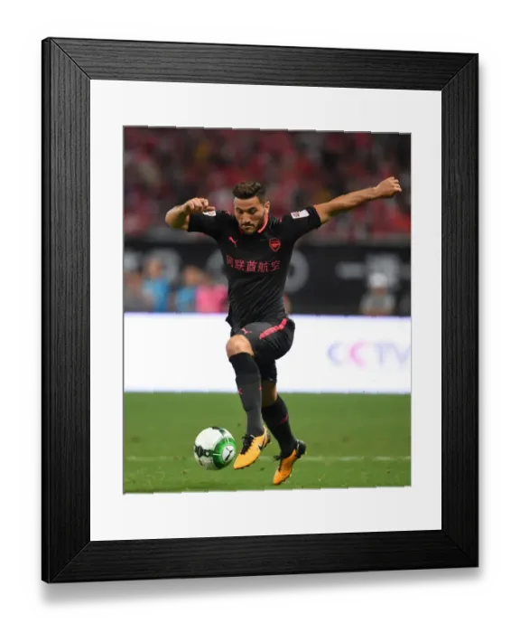 Framed Print : Sead Kolasinac in Action: Arsenal vs. Bayern Munich - Shanghai Pre-Season Friendly 2017