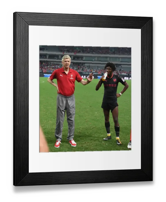 Framed Print : Arsene Wenger and Ainsley Maitland-Niles: Arsenal's Pre-Season Training in Shanghai with Bayern Munich, 2017