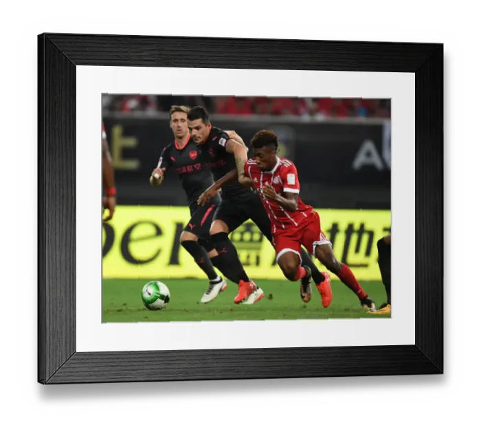 Framed Print : Xhaka vs Coman: Battle in Shanghai - Bayern Munich vs Arsenal Pre-Season Clash