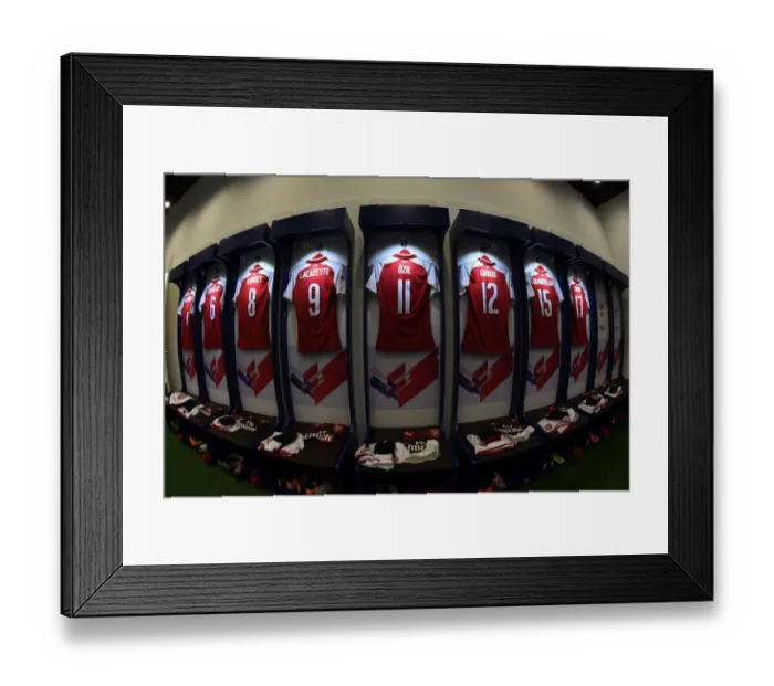 Framed Print : The Calm Before the Storm: Arsenal vs. Chelsea - Arsenal's Changing Room, Beijing 2017