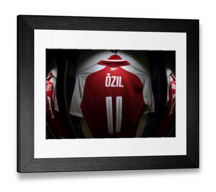 Framed Print : Arsenal FC: Mesut Ozil's Hanging Shirt in Arsenal Changing Room Before Arsenal vs. Chelsea Pre-Season Friendly, Beijing 2017 Framed Print : Arsenal FC: Mesut Ozil's Hanging Shirt in Arsenal Changing Room Before Arsenal vs. Chelsea Pre-Season Friendly, Beijing 2017