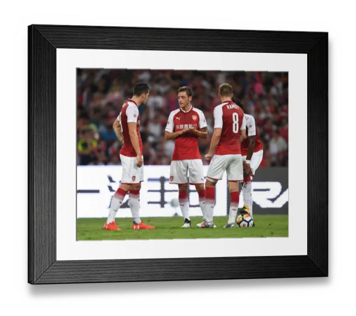 Framed Print : Arsenal's Xhaka, Ozil, and Ramsey Pre-Season Training with Chelsea in Beijing, 2017