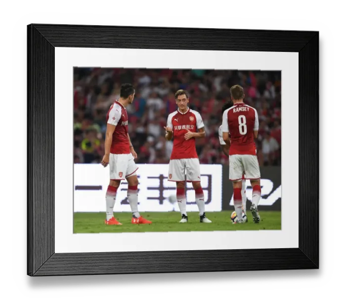 Framed Print : Arsenal's Xhaka, Ozil, and Ramsey: A Pre-Season Encounter with Chelsea in Beijing (2017)