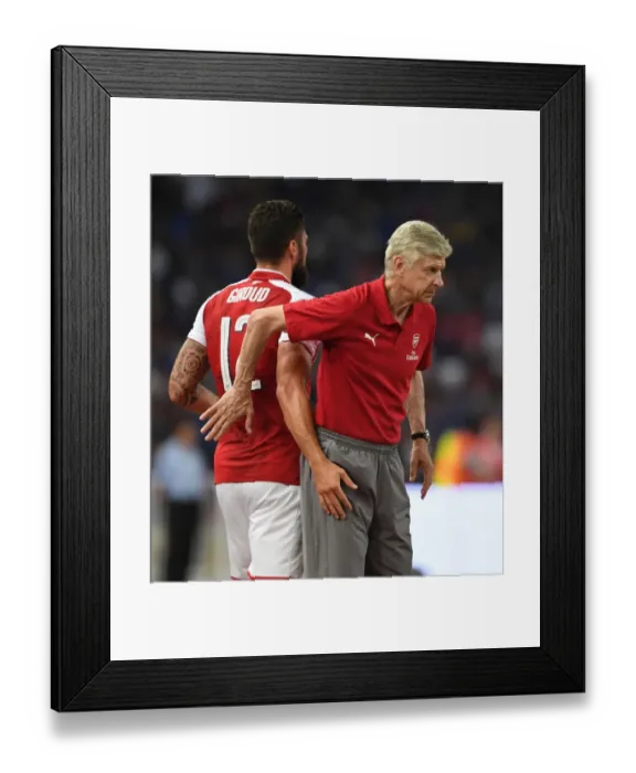Framed Print : Arsene Wenger and Olivier Giroud: Arsenal vs. Chelsea Pre-Season Clash in Beijing, 2017