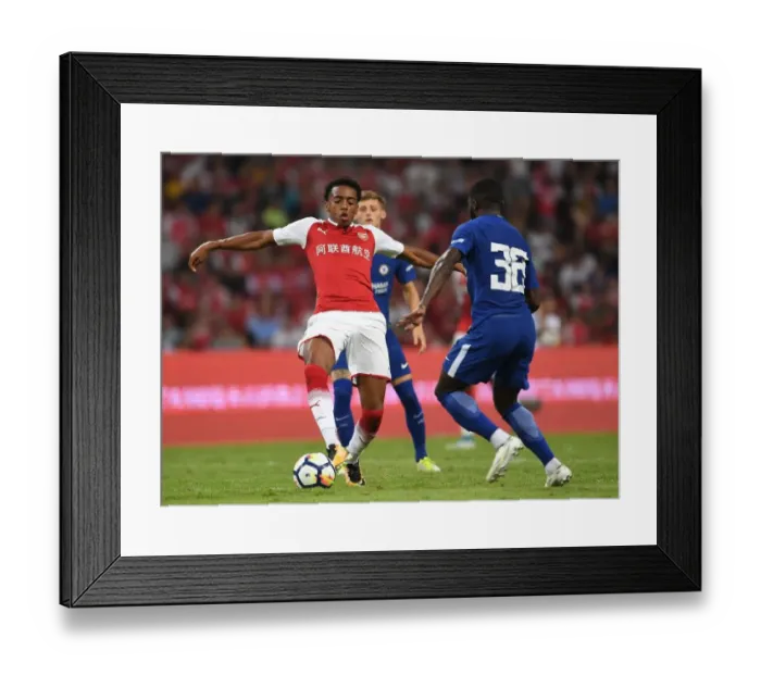Framed Print : Arsenal vs. Chelsea: Clash of the Titans - Pre-Season Battle between Joe Willock and Jeremie Boga in Beijing Framed Print : Arsenal vs. Chelsea: Clash of the Titans - Pre-Season Battle between Joe Willock and Jeremie Boga in Beijing