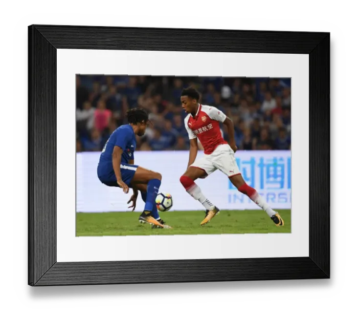 Framed Print : Arsenal vs. Chelsea: Clash in China - Joe Willock vs. Loic Remy