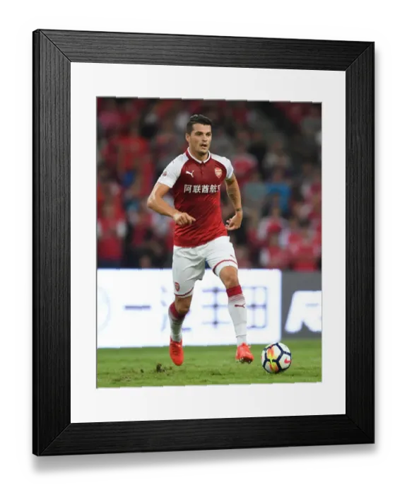 Framed Print : Granit Xhaka in Action: Arsenal vs. Chelsea Pre-Season Clash, Beijing 2017