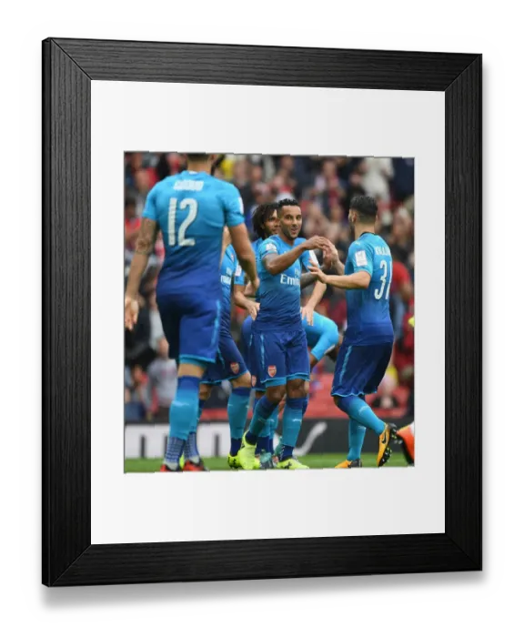 Framed Print : Arsenal's Theo Walcott and Sead Kolasinac Celebrate Goal During Arsenal v Benfica Emirates Cup Match, 2017