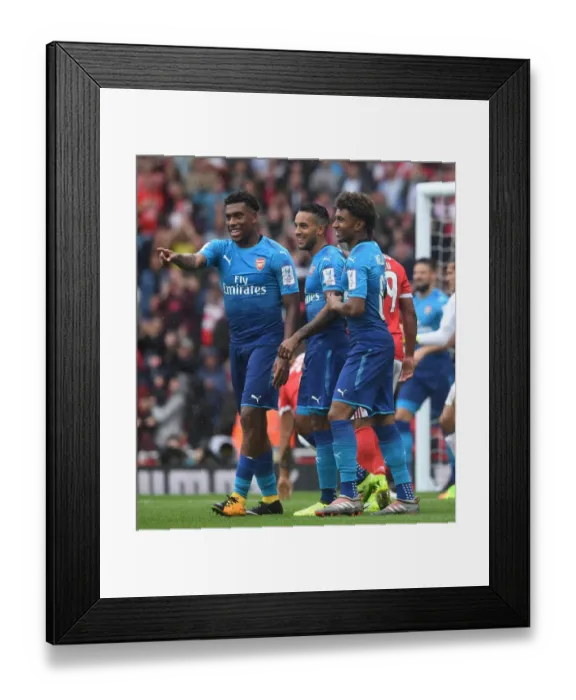 Framed Print : Arsenal Triumph: Walcott, Iwobi, Nelson in Glory: Celebrating Goals vs Benfica (Emirates Cup 2017-18) Framed Print : Arsenal Triumph: Walcott, Iwobi, Nelson in Glory: Celebrating Goals vs Benfica (Emirates Cup 2017-18)