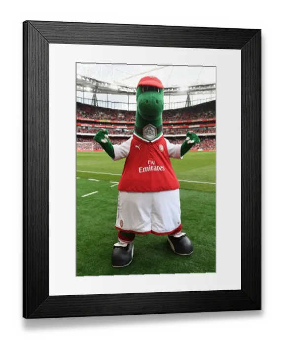 Framed Print : Gunnersaurus: Arsenal's Beloved Mascot at the Emirates Cup Match Against Sevilla FC (2017-18) Framed Print : Gunnersaurus: Arsenal's Beloved Mascot at the Emirates Cup Match Against Sevilla FC (2017-18)