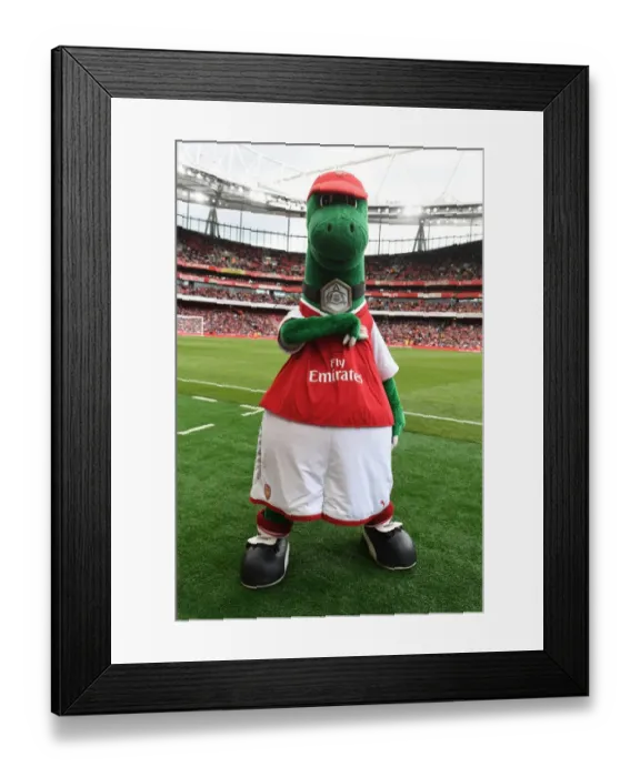Framed Print : Gunnersaurus: Arsenal's Iconic Mascot at the Emirates Cup Match against Sevilla FC Framed Print : Gunnersaurus: Arsenal's Iconic Mascot at the Emirates Cup Match against Sevilla FC