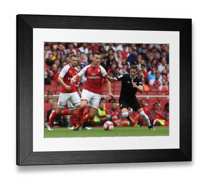 Framed Print : Clash of Titans: Koscielny vs. Escudero - Arsenal vs. Sevilla, Emirates Cup 2017-18
