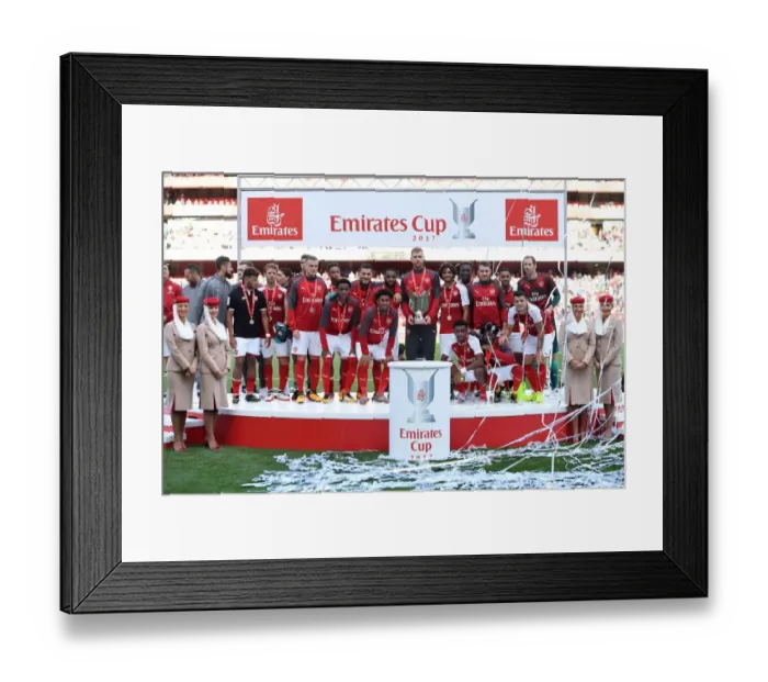 Framed Print : Per Mertesacker Lifts Emirates Cup: Arsenal's Victory over Sevilla (2017)