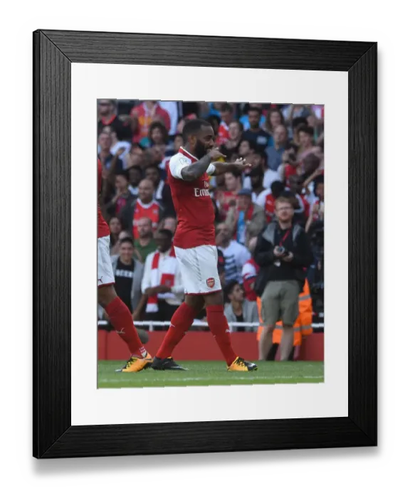 Framed Print : Alexandre Lacazette Scores for Arsenal against Sevilla at Emirates Cup 2017-18