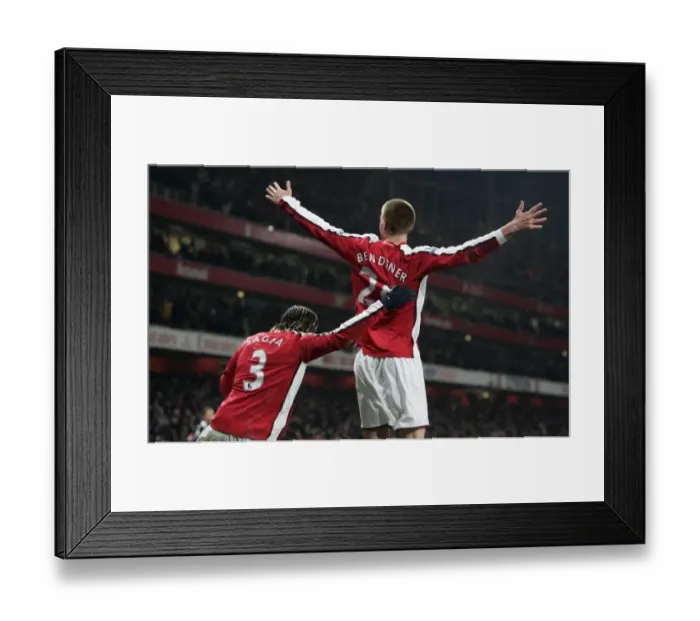 Framed Print : Nicklas Bendtner celebrates scoring Arsenals goal with Bacary Sagna Framed Print : Nicklas Bendtner celebrates scoring Arsenals goal with Bacary Sagna