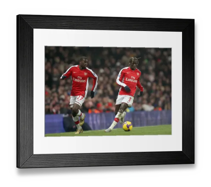 Framed Print : Arsenal Victory: Sagna and Eboue Celebrate 1:0 Win Over Bolton Wanderers, Barclays Premier League, Emirates Stadium (January 10, 2009)