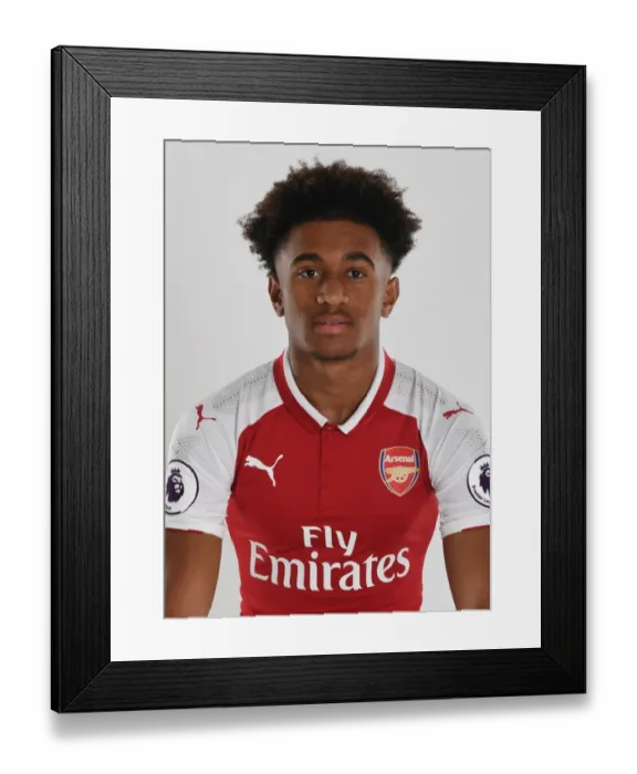Framed Print : Reiss Nelson at Arsenal First Team Photocall (2017-18)