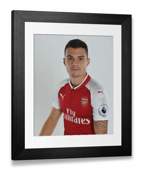 Framed Print : Arsenal Football Club: Granit Xhaka at 2017-18 Team Photocall
