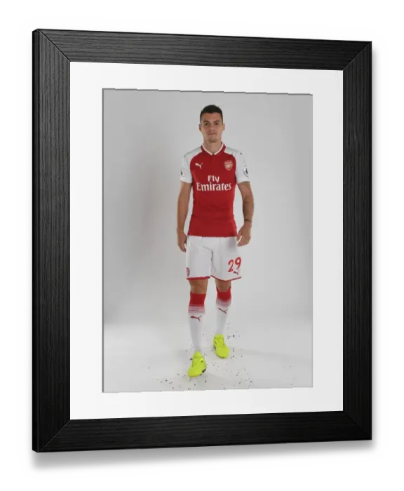 Framed Print : Arsenal Football Club: Granit Xhaka at 2017-18 Team Photocall