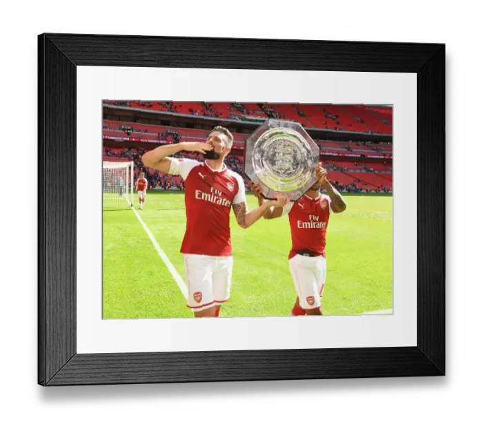 Framed Print : Olivier Giroud: Arsenal's FA Community Shield Celebration vs. Chelsea (2017-18) Framed Print : Olivier Giroud: Arsenal's FA Community Shield Celebration vs. Chelsea (2017-18)