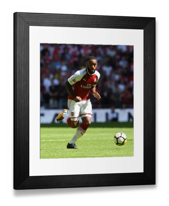 Framed Print : Alexandre Lacazette Faces Off in FA Community Shield: Arsenal vs. Chelsea