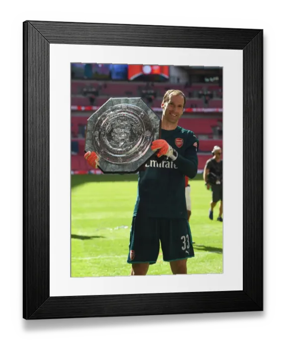 Framed Print : Petr Cech Lifts the FA Community Shield: Arsenal's Victory over Chelsea (2017-18)