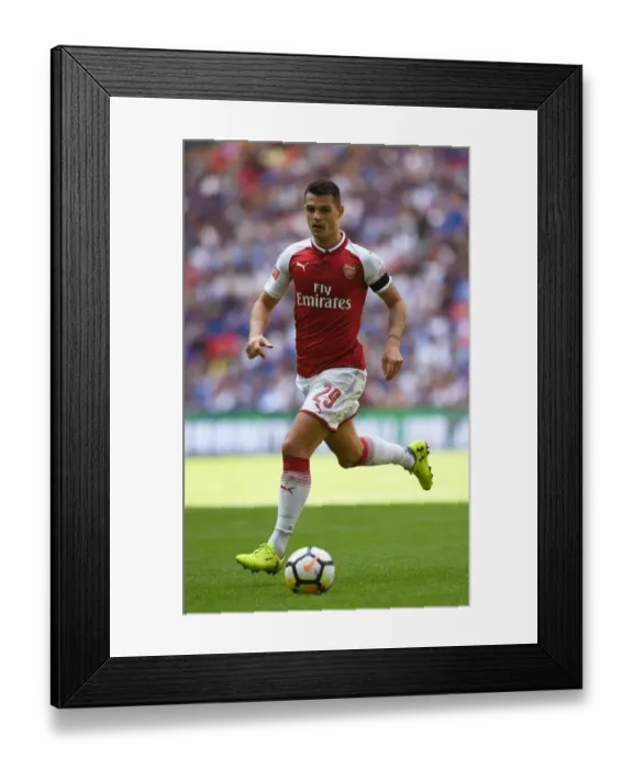 Framed Print : Granit Xhaka: Arsenal's Midfield Mastermind in Action against Chelsea - FA Community Shield 2017-18