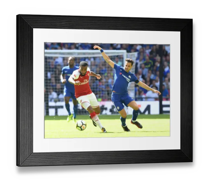 Framed Print : Clash of the Titans: Lacazette vs. Fabregas - Arsenal vs. Chelsea Showdown