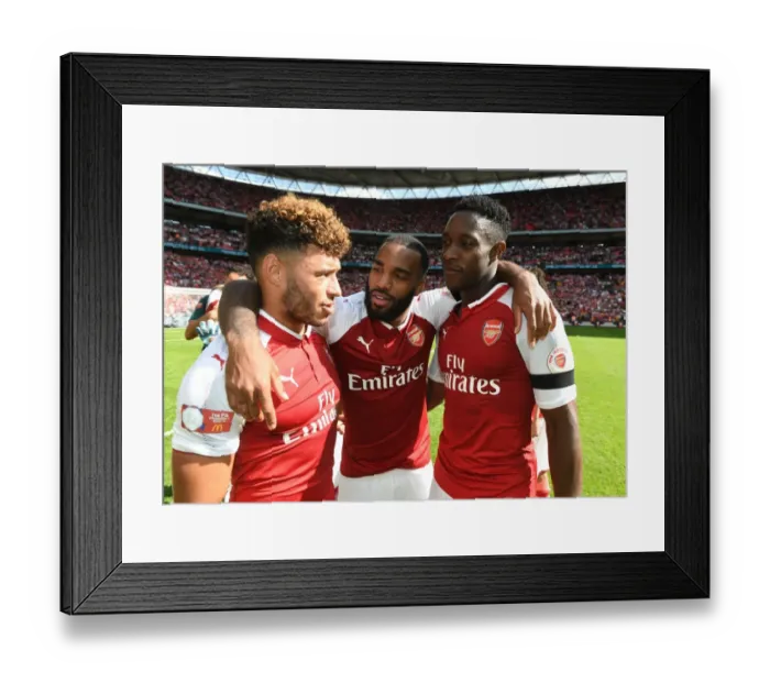 Framed Print : Arsenal's Triumph: Oxlade-Chamberlain, Lacazette, and Welbeck Celebrate FA Community Shield Victory Framed Print : Arsenal's Triumph: Oxlade-Chamberlain, Lacazette, and Welbeck Celebrate FA Community Shield Victory