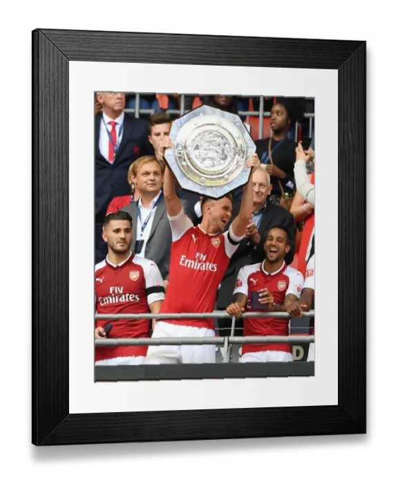 Framed Print : Arsenal Celebrate FA Community Shield Victory: Kolasinac, Holding, Walcott