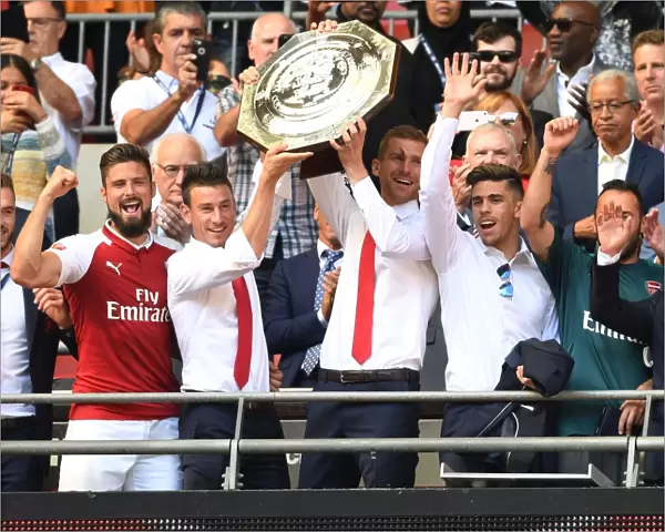 Arsenal Champions: Giroud, Koscielny, Mertesacker, Gabriel Celebrate FA Community Shield Victory