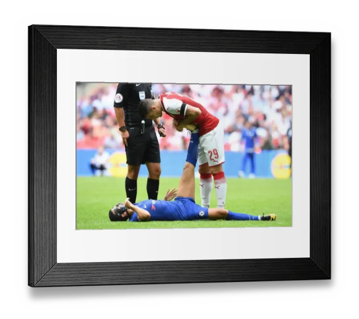 Framed Print : Granit Xhaka (Arsenal) Pedro (Chelsea). Arsenal 1: 1 Chelsea. Arsenal win 4: 1 on penaltys Framed Print : Granit Xhaka (Arsenal) Pedro (Chelsea). Arsenal 1: 1 Chelsea. Arsenal win 4: 1 on penaltys