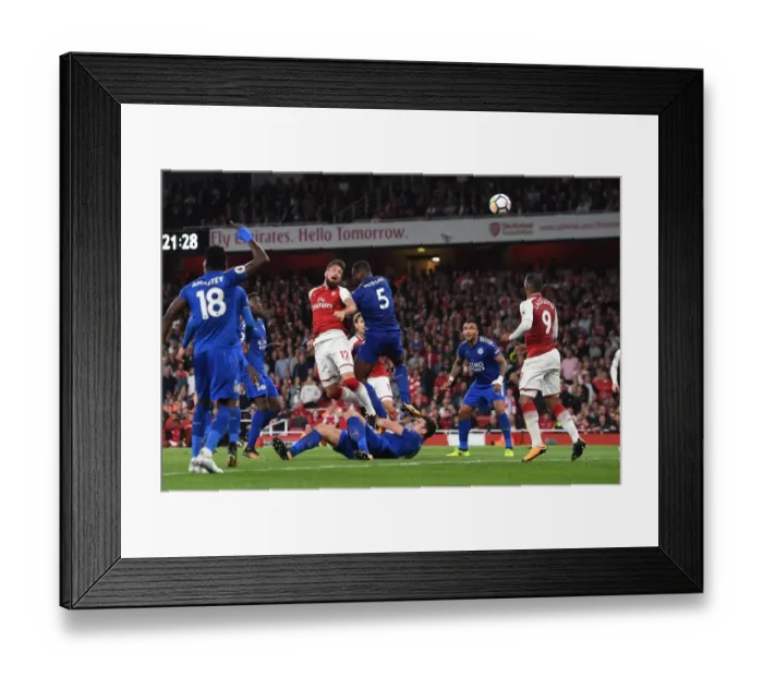 Framed Print : Giroud's Strike: Arsenal Overpower Leicester City (2017-18) Framed Print : Giroud's Strike: Arsenal Overpower Leicester City (2017-18)