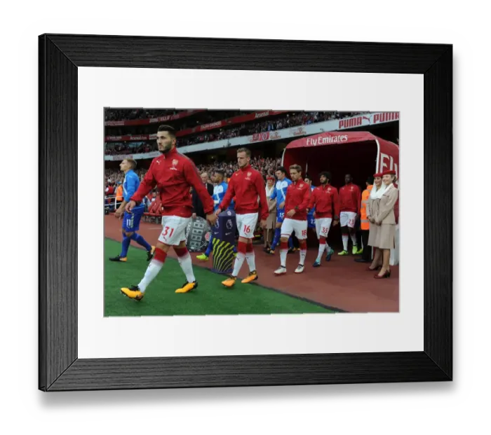 Framed Print : Sead Kolasinac, Rob Holding and Nacho Monreal (Arsenal) before the match. Arsenal 4 Framed Print : Sead Kolasinac, Rob Holding and Nacho Monreal (Arsenal) before the match. Arsenal 4