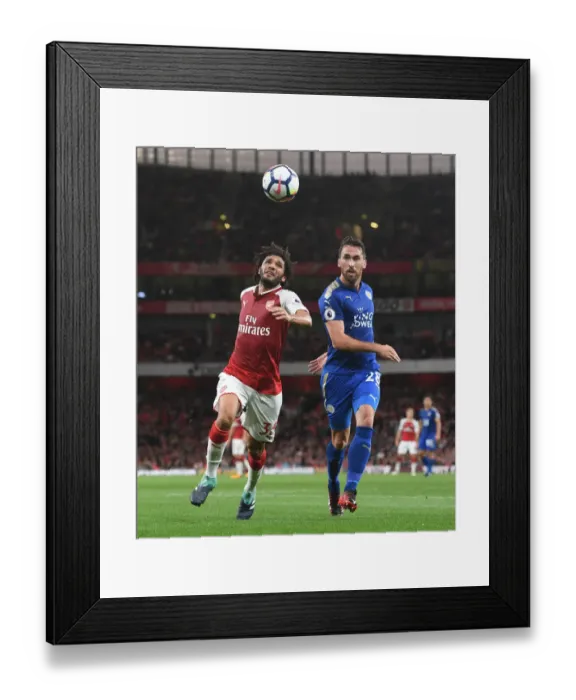Framed Print : Elneny vs. Fuchs: Battle in the Midfield - Arsenal v Leicester City, Premier League 2017-18