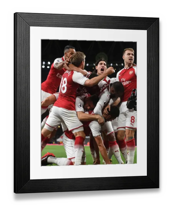 Framed Print : Arsenal Celebrate: Giroud, Lacazette, Ramsey, Bellerin