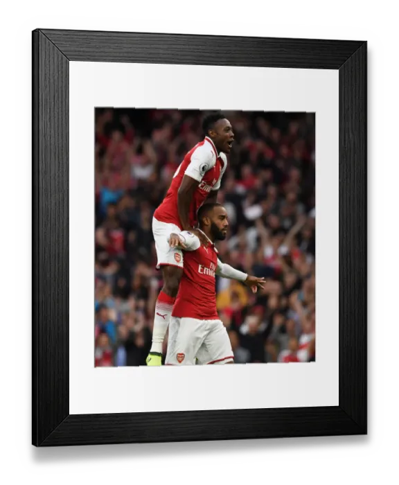 Framed Print : Arsenal Debut Goals: Lacazette and Welbeck vs. Leicester City (2017-18) Framed Print : Arsenal Debut Goals: Lacazette and Welbeck vs. Leicester City (2017-18)