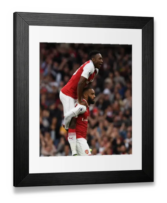 Framed Print : Alexis Lacazette and Danny Welbeck Celebrate First Goals for Arsenal against Leicester City (2017-18) Framed Print : Alexis Lacazette and Danny Welbeck Celebrate First Goals for Arsenal against Leicester City (2017-18)