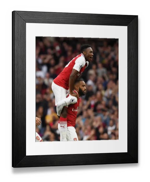 Framed Print : Arsenal Duo Alexis Lacazette and Danny Welbeck Celebrate First Goals of 2017-18 Season Against Leicester City Framed Print : Arsenal Duo Alexis Lacazette and Danny Welbeck Celebrate First Goals of 2017-18 Season Against Leicester City