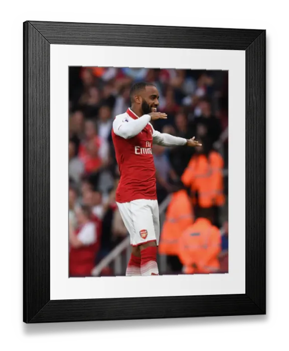 Framed Print : Alex Lacazette Scores First Arsenal Goal: Arsenal vs Leicester City, Premier League 2017-18 Framed Print : Alex Lacazette Scores First Arsenal Goal: Arsenal vs Leicester City, Premier League 2017-18