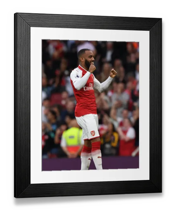 Framed Print : Alexis Lacazette Scores First Arsenal Goal: Arsenal 1-0 Leicester City (2017-18)
