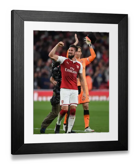 Framed Print : Olivier Giroud: Arsenal's Goalscoring Hero in Victory Against Leicester City (2017-18)