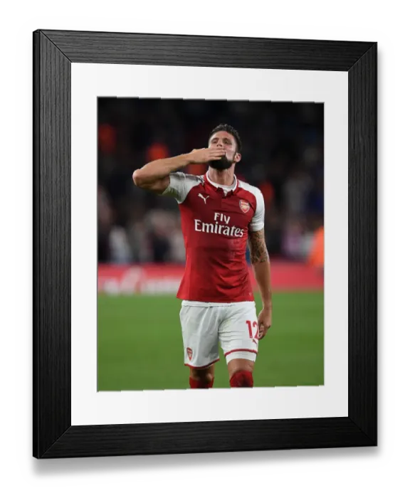Framed Print : Olivier Giroud: Arsenal's Hero in Triumphant 2017-18 Premier League Debut vs Leicester City Framed Print : Olivier Giroud: Arsenal's Hero in Triumphant 2017-18 Premier League Debut vs Leicester City