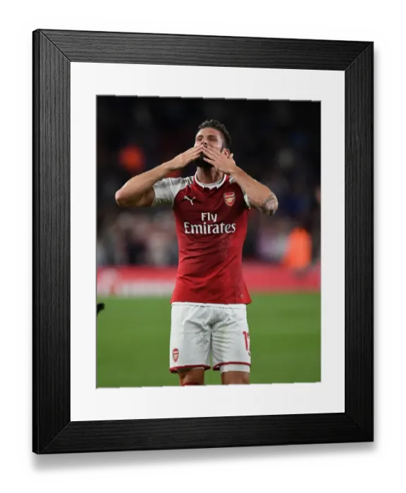 Framed Print : Olivier Giroud's Premier League Debut Goal: Arsenal's Triumph over Leicester City (2017-18) Framed Print : Olivier Giroud's Premier League Debut Goal: Arsenal's Triumph over Leicester City (2017-18)