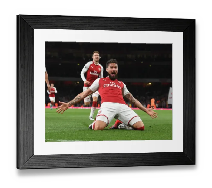 Framed Print : Giroud's Brace: Arsenal's Emphatic Victory Over Leicester City (2017-18) Framed Print : Giroud's Brace: Arsenal's Emphatic Victory Over Leicester City (2017-18)